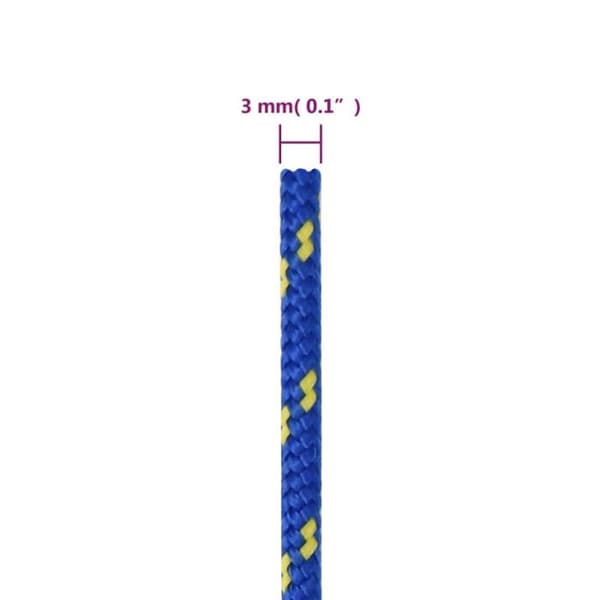 152429 vidaXL Båtrep Blå 3 mm 50 m Polypropen