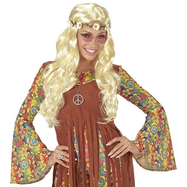Peruk - WIDMANN - Hippie/Medeltida - Blomsterband - One size - Blond