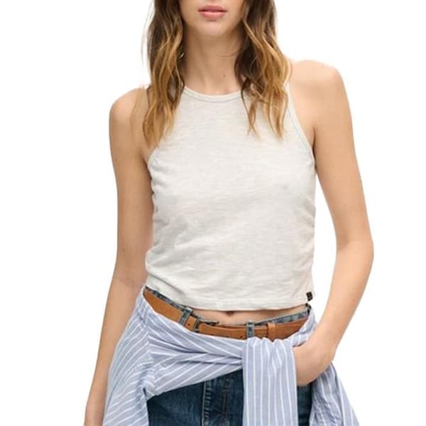 Vit Melange Topp Dam Superdry Superdry Rynkad