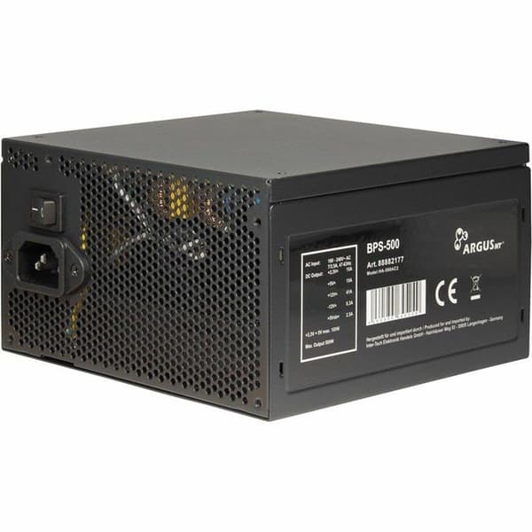 Strömförsörjning - INTER-TECH - ARGUSNT BPS-500 - 500 W - 80 PLUS - Kylning med 12 cm fläkt