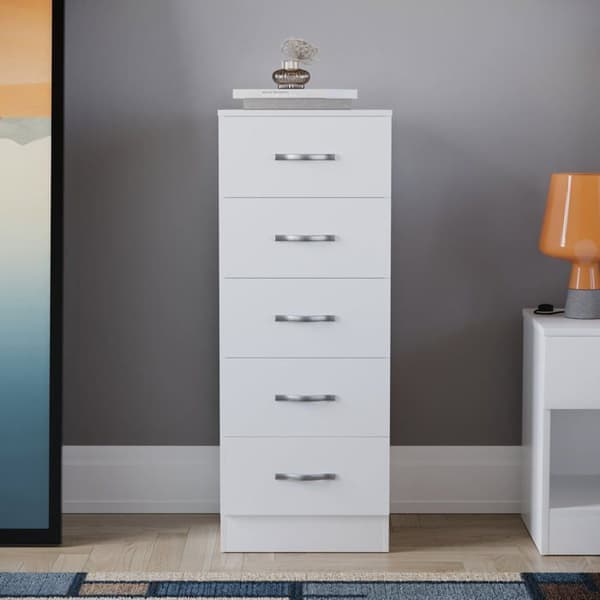 Kommod - Riano - 5 lådor - Modern design - Vit