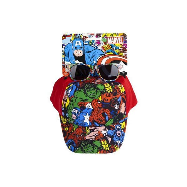 Solsystem med solglasögon - MARVEL - AVENGERS - Röd keps - UV-skydd - Barn 3 år+