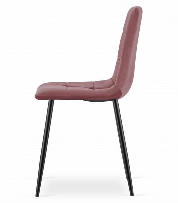 Stol KARA - rosa sammet / svarta ben x 4