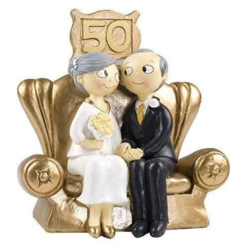 Mopec - Roligt pop-figur för bröllopstårta guld 50-årsjubileum