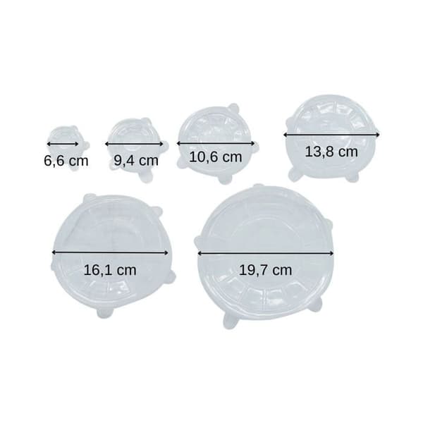 Set med 6 stretchiga silikonlock för förvaring från 6 till 20 cm Fackelmann Basic