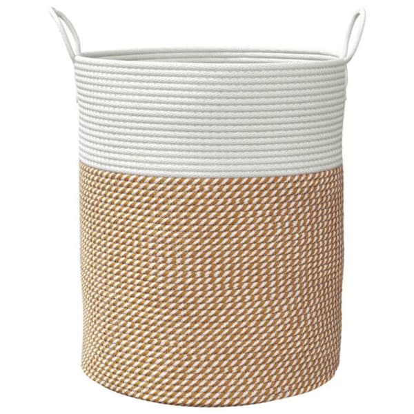 Brun och vit förvaringskorg Ø38x46 cm bomull
