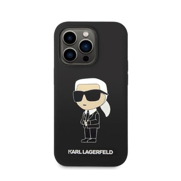 Karl Lagerfeld Silikonfodral Ikonik för iPhone 14 Pro – Svart, mikrofiberfoder