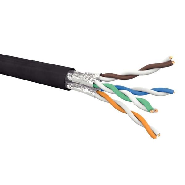 Ethernetkabel RJ45 Cat 6 - goobay - 100 m - SFTP, PiMF - utomhus, rund, solid - svart