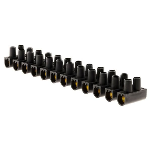 Anslutningslist - ZENITECH - 12 stift - 16 mm2 - Svart - Plastik