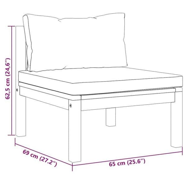 vidaXL 2-delad soffset och kuddar Cream White Solid Acacia 316285
