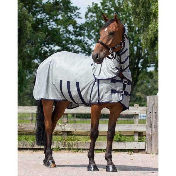 Hästtäcke QHP zebra - Grå - Vit - 115 cm (Total längd: 155 cm)