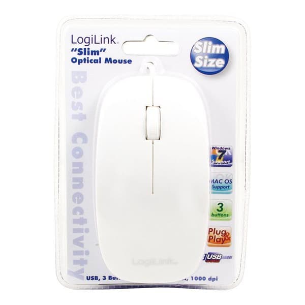 Mus - LOGILINK - ID0062 - Trådad - USB - 1000 DPI - Vit