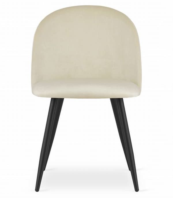 Stol - OSKAR - BELLO - Beige sammet - Set om 3 - Modern design