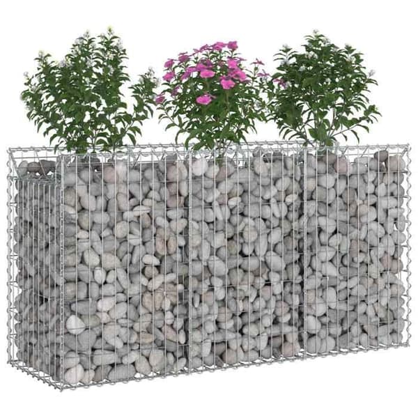 vidaXL Hög säng gabion Silver 42033304