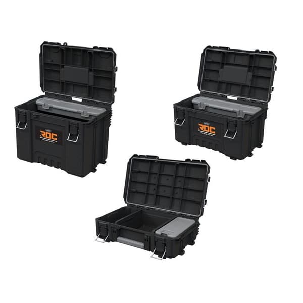 Set om 3 Resväskor - KETER - ROC Pro Gear 2.0 - Svart - Vattentät - 4 Rullar 360°