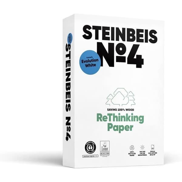 Papier - STEINBEIS - N°4 EVOLUTION WHITE - 100% återvunnen - 80g - A4