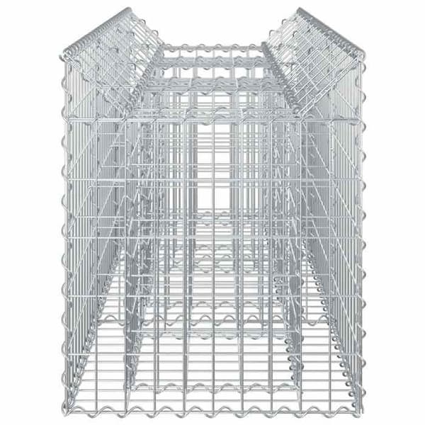 vidaXL Hög säng gabion Silver 42033292