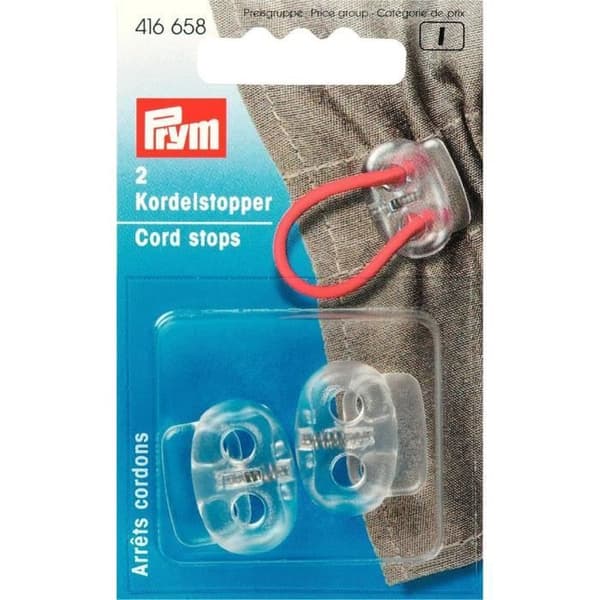 PRYM stopp för plastsnöre 2 hål transparent