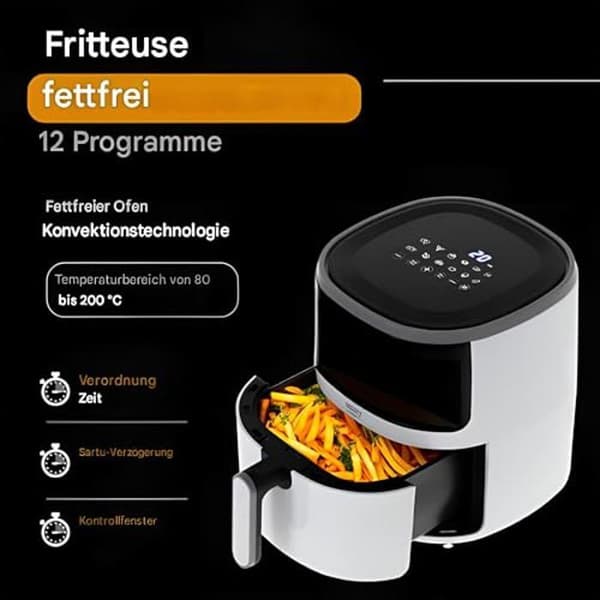 Luftfritös - CAMRY - CR 6313 - 5 L - 2000 W - 12 tillagningsprogram
