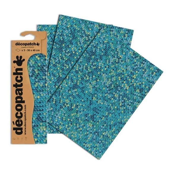 Décopatch Leaves - Décopatch - Blue Scales 729 - 3 Blad - Blandat - Barn