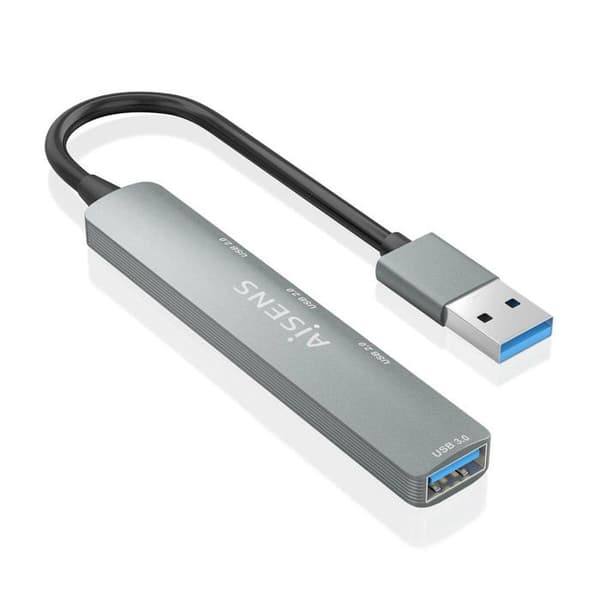 HUB USB - AISENS - Aluminium - 1xUSB 3.0 - 3xUSB 2.0 - Grå 10cm
