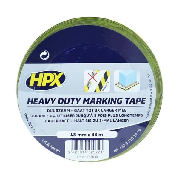 HPX säkerhetstejp - gul/svart - 48 mm x 33 m