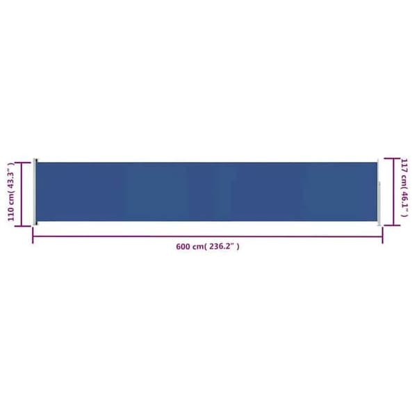 vidaXL Infällbar Sida Uteplats Markis 117x600 cm Blå
