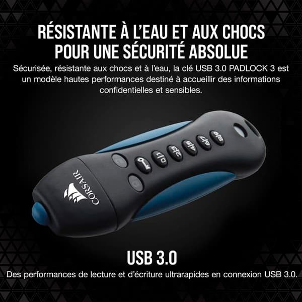 Corsair Flash hänglås 3 krypterad USB-sticka - 64 GB - USB 3.0