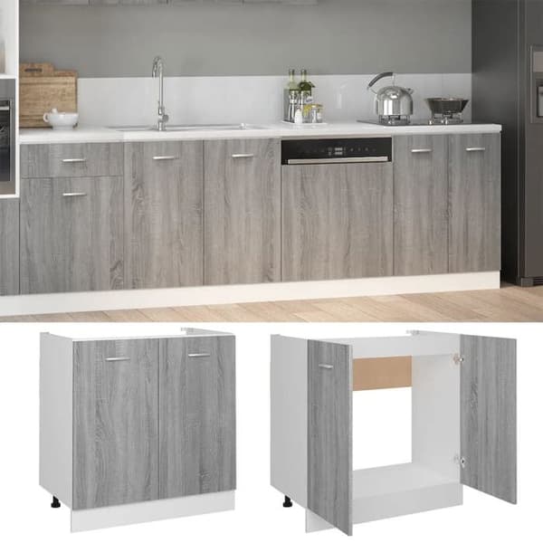 vidaXL Underdiskmöbel "Lyon" Grå Sonoma 80 x 46 x 81,5 cm Ingenjörsträ 815565