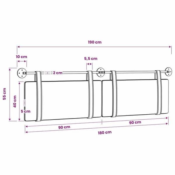 vidaXL Väggmonterad sänggavel Vit Tyg 42031505