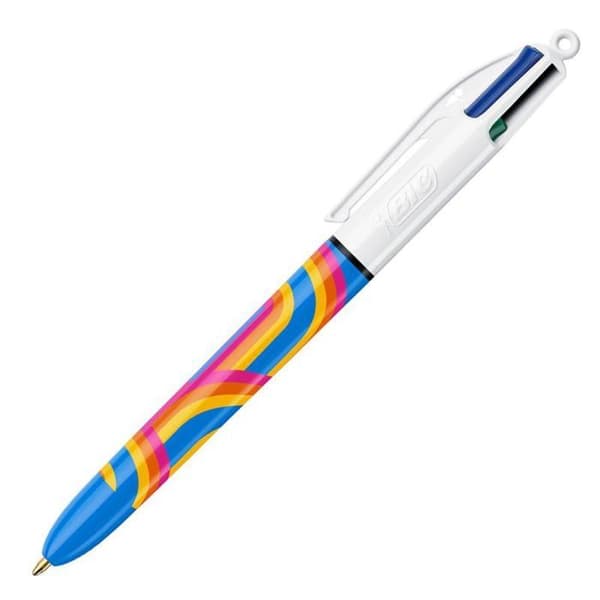 BIC 4 färger kulpenna med medelspets, utdragbar