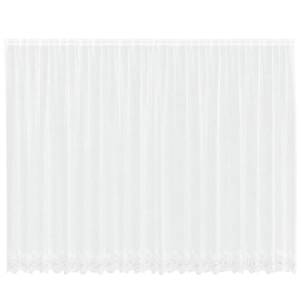 Vit blommig spetsgardin VIDAXL 240 x 500 cm - Polyester, ficka för gardinstång