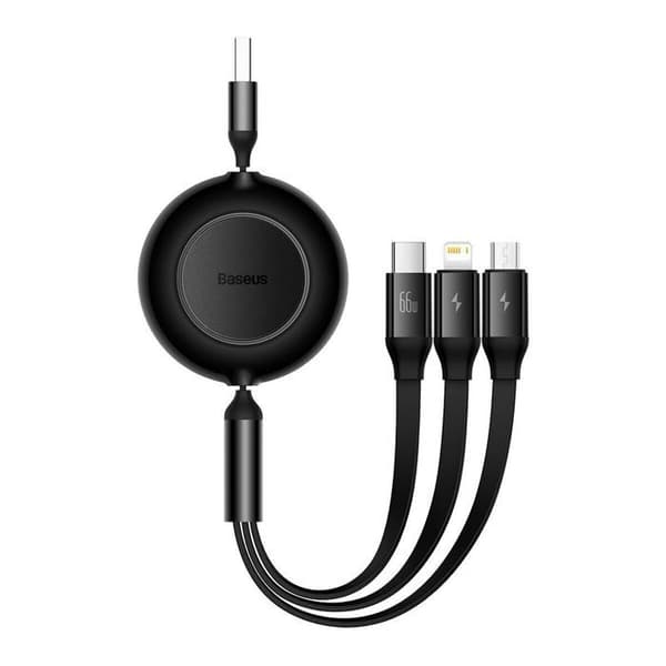 Retrakterbar 3-i-1-kabel - Baseus - CAMJ010101 - 66W - USB Type-C, Lightning, Micro USB - 1,1 m
