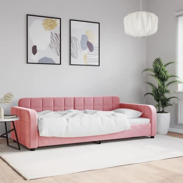 vidaXL Sängsoffa rosa 90x200 cm sammet 354061