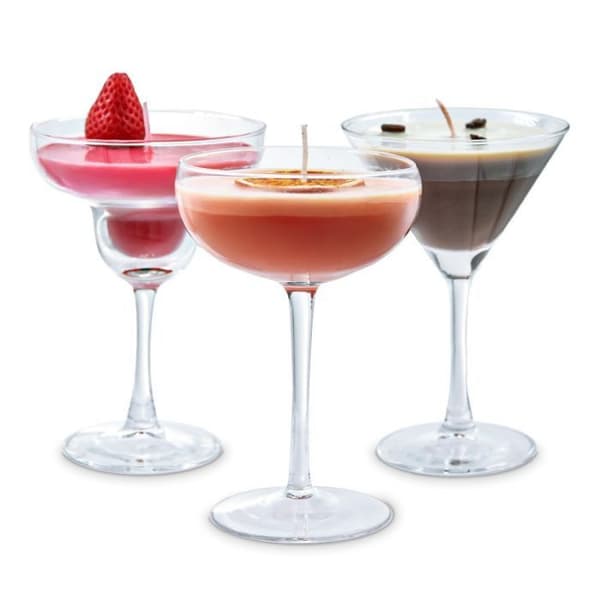 Parti 3 Glasljus Cocktails - Vit