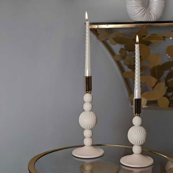 Metal ljusstake Aster (2-pack) kräm och guld