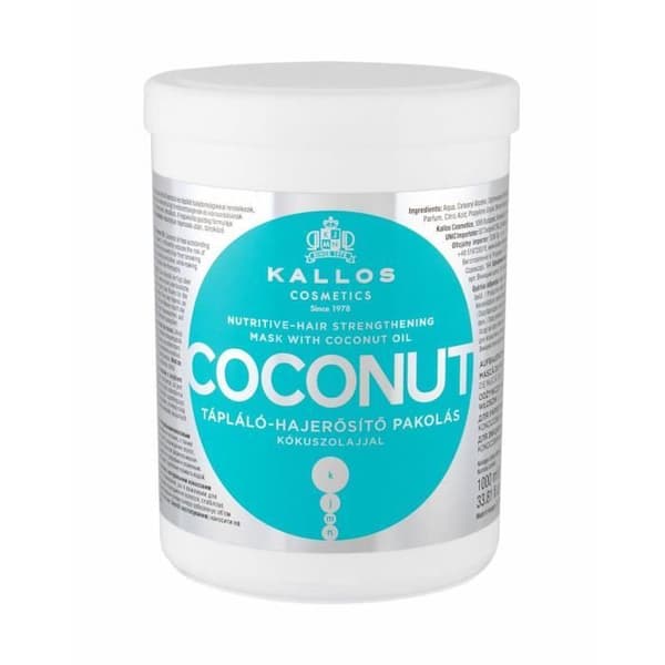Hårmask - KALLOS - Kokosnöt - 1000ml - Torrt hår - Optimal hydrering