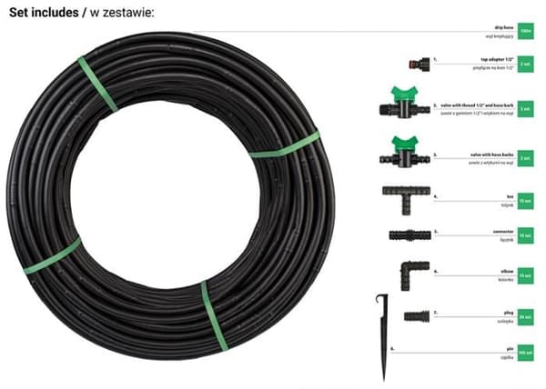 Droppslang - BRADAS - 100m - PVC - Utomhus - I förpackning