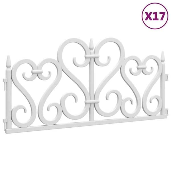 vidaXL Gräsmattkant 17 st Vit 10 m PP 318300