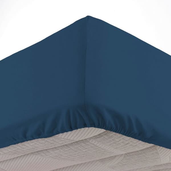 Drap Housse i Bomull "Biolina" 160x200cm Mörkblå