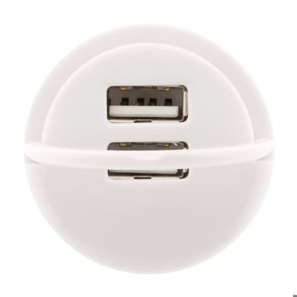 Dubbel USB-laddare 2,1A med utdragbart ring i vitt - Zenitech