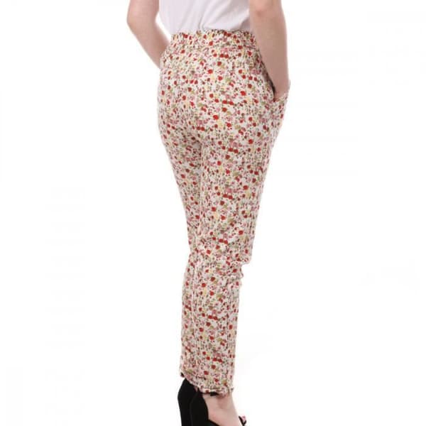 Vero Moda Easy Blommönstrade Vita Byxor Dam