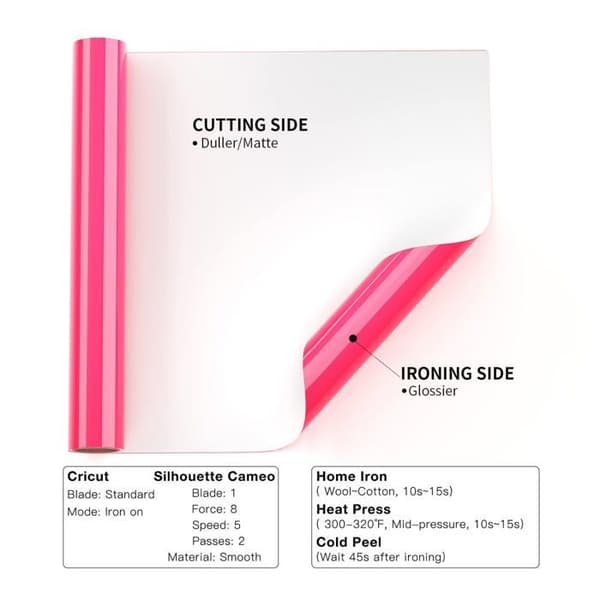 Patch termoflex HTV PU Neonrosa 12" x 6 ft - 90 µm, flex överföringstextil