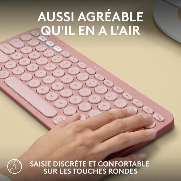 Tangentbord - Trådlöst - Logitech - Pebble Keys 2 K380s - Lättbyteknapp - Rosa