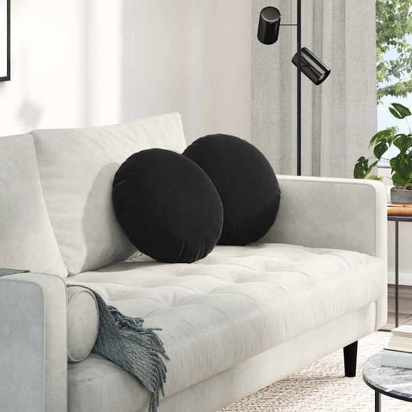 Sittkudde - VIDAXL - Ø 40 x 13 cm - Sammet - Svart - Set om 2