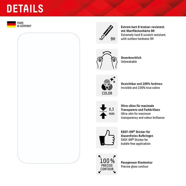 Skärmskydd - DISPLEX - Smart FlexiGlass - iPhone 16 / iPhone 15 Pro / iPhone 15 - Transparent - Premium