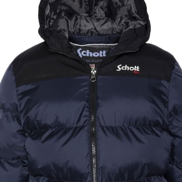 Schott UTAH2B dunjacka för barn - Marinblå - Fast huva - Dragkedja