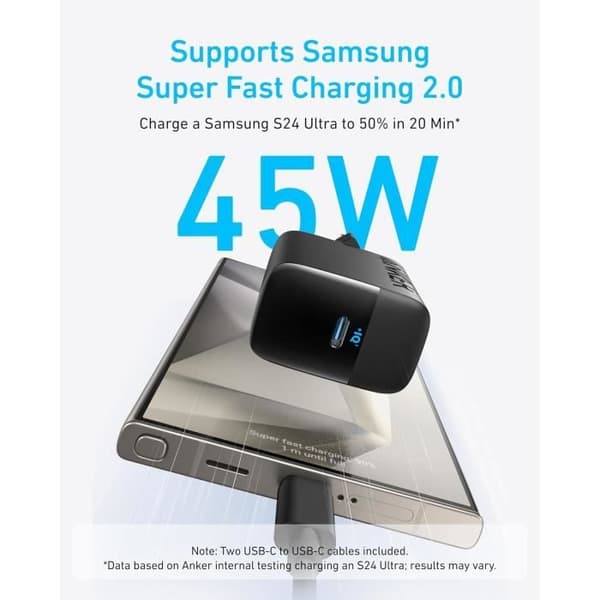 Laddare - Anker - 45W - Snabbladdning - MultiProtect säkerhet - Universell USB-C