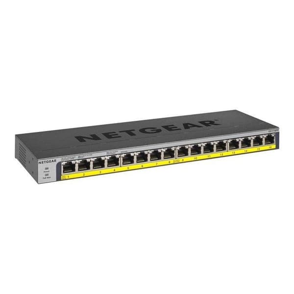 Ethernet-switch - NETGEAR - GS116PP - 16 portar - PoE+ - Väggmontering, Rackbar