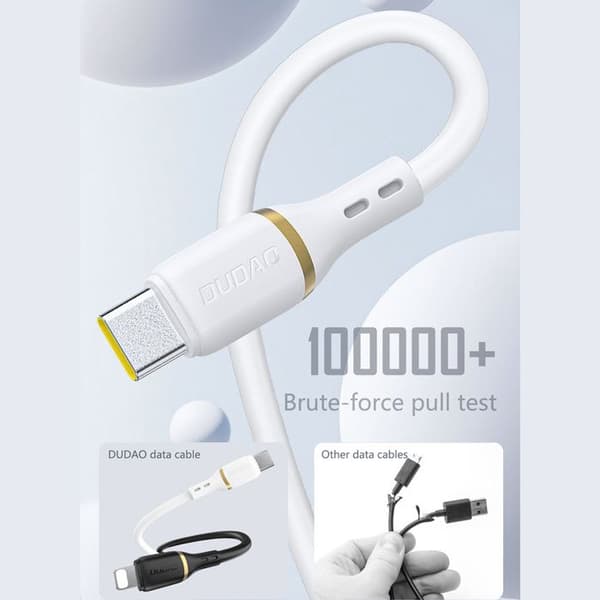 Siliconekabel USB-A - USB-C 5A 1m - vit